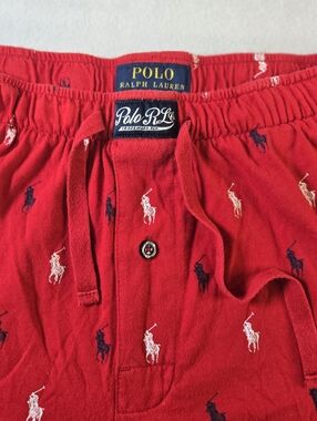 Polo Ralph Lauren Mens Red Pony Print Signature Pajama Shorts Size Small